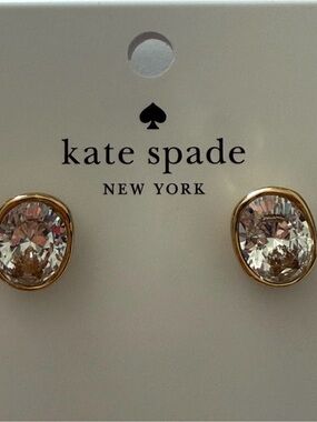 kate spade clear oval cubic zirconia stud earrings with gold settings